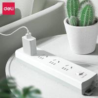 得力（deli） 3990S 延长线插座 3米 白色 (单位:个)