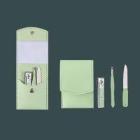 艾逸瑶选 GJ-8011 瑞吉尔马卡龙修容修甲工具4件套 收纳包 指甲钳 眉夹 指甲锉 （单位：套） 绿色