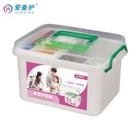 爱备护 ABH-J001M 家庭防疫药箱 26*18*15cm39件套 透明色（单位：套）新老包装内容物随机发货 医用外科口罩*10副、酒精消毒喷雾*1瓶、酒精湿巾*1包、酒精棉球*1瓶、免洗手消毒凝胶*1支、碘伏消毒液（棉棒）*10支、防
