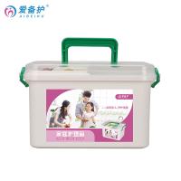 爱备护 ABH-J001M 家庭防疫药箱 26*18*15cm39件套 透明色（单位：套）新老包装内容物随机发货 医用外科口罩*10副、酒精消毒喷雾*1瓶、酒精湿巾*1包、酒精棉球*1瓶、免洗手消毒凝胶*1支、碘伏消毒液（棉棒）*10支、防