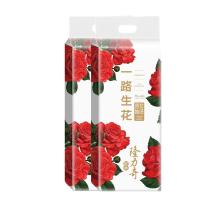 隆力奇 LLQ-003 一路生花抽纸 180mm*153mm 4层 75抽/包 4包/提 （单位：提）