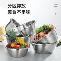 艾逸瑶选 CJ-21108 贝恩多用途不锈钢盆五件套 18CM+20CM+22CM+24CM调料缸+24CM米筛盆（单位：套）