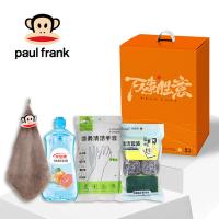 大嘴猴（Paul Frank） 油污清洁礼包 四件套 DZH-YQ405 米宝鹿洗洁精455g/大嘴猴擦手巾30*30CM/贝格帝家务手套/贝格帝清洁套装(钢丝球*2+双面海绵擦*2) (单位:套) 新老包装随机发货 颜色随机搭配发货