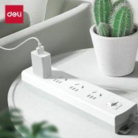 得力（deli）3990S 插座 4位总控全长3米 （单位：个）白色