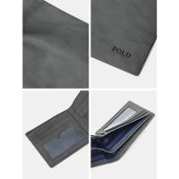 POLO 钱包 男头层牛皮短款115*95*20mm 4卡位（单位：个）灰绿色 新老款随机