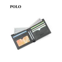 POLO 钱包 男头层牛皮短款115*95*20mm 4卡位（单位：个）灰绿色 新老款随机