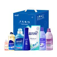 蓝月亮 月亮家族 至尊套装 七件套(单位：套) 薰衣草亮白增艳洗衣液1.06kg+至尊素雅兰香生物科技洗衣液（深层洁净）-实色蓝660g+500g绿色柔顺剂瓶-薰衣草+600g洗衣机清洁剂+阳光桉叶除菌去味洗衣液袋装1kg+运动型洗衣液翻盖