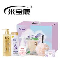 米宝鹿 MBL-SL06 洗护系列B组六件套 洗手液300g 洗发露400g 沐浴露380ml 香皂100g 棉毛巾34*72cm 浴花 盒装 新老包装随机发货 (单位:套)