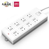 得力（deli） 18262-02 电源插座 2米 组合孔8位 总控 新国标 白灰色 (单位:个)