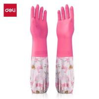 得力（deli） LQ623 长袖厚绒手套 480*120mm 玫红色 (单位:双)