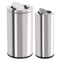 科力邦 KB1025 不锈钢垃圾桶 翻盖圆形 380*380*730mm（单位：个）不锈钢色
