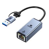 毕亚兹（BIAZE） ZH178 USB/Type-C双口网卡千兆网线转接头 线长12cm(单位：个)