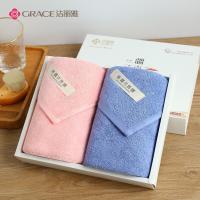 洁丽雅（grace） 鲁道夫纯棉抗菌 毛巾 34*72cm 2条/盒 (单位：盒) 蓝色+红色
