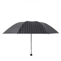 艾逸瑶选 YS-1829 安格斯格子三折黑胶晴雨伞 55cm*8K(单位：把) 黑色