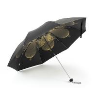 天堂 34156E 金色雨季全遮光黑丝黑胶三折晴雨伞 57cm*8K  （单位：把） 黑色
