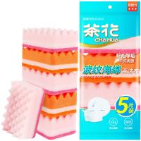 茶花（CHAHUA） B00001 波纹海绵百洁布 5片/包(单位：包) 颜色随机