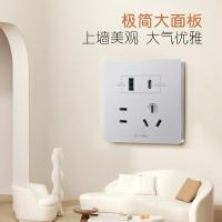 公牛（BULL） G12E537暗装插座面板 二三极+二位USB（A+C） （单位：个）太空银