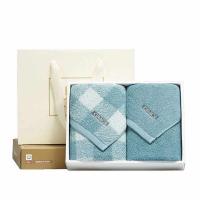 洁丽雅（grace） 纯棉毛巾礼盒装 74*34cm 120g*2条/盒 (单位：盒 ) 格子*1、素色*1