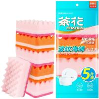 茶花（CHAHUA）洗碗海绵 百洁布 5片装（单位：包）颜色随机