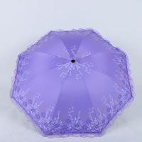 璞莉丝 PLS044 蕾丝边遮阳防晒三折伞 55cm*8K（单位：把）颜色随机
