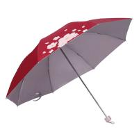 天堂伞 30995ELN 三折晴雨伞 57cm*8K 红色 银胶+全钢骨300g (单位:把)