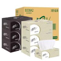 清风（Breeze） 盒装抽纸 无香型 B338A2 206mm*195mm  2层  200抽 9盒/箱 (单位:箱) 黑白色包装随机发货