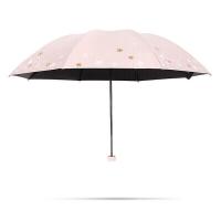 天堂 防紫外线 三折印花黑胶防晒晴雨伞 114*66*100cm 浅粉（单位：把）