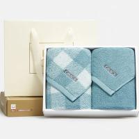 洁丽雅（Grace） 棉绣毛巾两条装 礼盒装 74cm*34cm*2 (单位:盒) 浅蓝