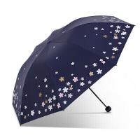 天堂伞 三折晴雨伞 浪漫樱花 66*100cm (单位:把) 藏青色