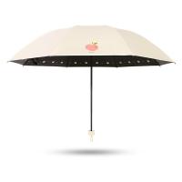 天堂 蜜桃粉色 黑胶三折晴雨伞 57*8K 米黄（单位：把）