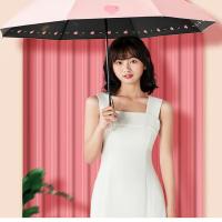 天堂 蜜桃粉色 黑胶三折晴雨伞 57*8K 米黄（单位：把）