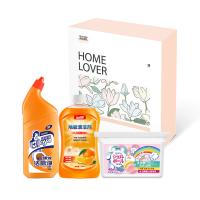 洁宜佳 JYJ3011 清洁三件套 地板清洁剂500ml+洁厕净530ml+洗衣凝珠8g*40颗 粉色（单位：套)