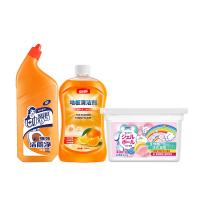 洁宜佳 JYJ3011 清洁三件套 地板清洁剂500ml+洁厕净530ml+洗衣凝珠8g*40颗 粉色（单位：套)