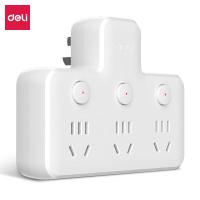 得力（deli） LU5002 品字型转换器 分控无线一转三 142*160*32mm 白色 (单位:个)