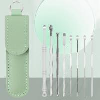 艾逸瑶选 GJ-8010 菲比采耳工具9件套 收纳包*1 U型套耳勺*1 长柄挖耳勺*1 四环螺旋*1 弹簧按摩*1 小号挖耳勺*4 （单位：套） 绿色