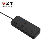 公牛（BULL） GN-H306U 插座 拖线板 6位+2USB 3米 黑色 新老包装随机发货 (单位:个)