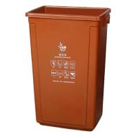 科力邦 KB1045 分类无盖塑料垃圾桶 湿垃圾 60L 325*450*590mm 咖啡色 (单位:个)