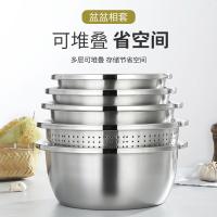 艾逸瑶选 CJ-21108 贝恩多用途不锈钢盆 5件套 不锈钢色（单位：套）新老包装随机发货 18CM+20CM+22CM+24CM调料缸+24CM米筛盆