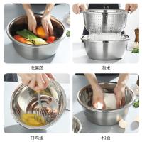 艾逸瑶选 CJ-21108 贝恩多用途不锈钢盆 5件套 不锈钢色（单位：套）新老包装随机发货 18CM+20CM+22CM+24CM调料缸+24CM米筛盆