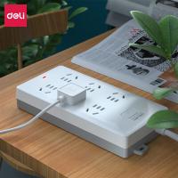 得力（deli）18260PVC袋装插座 6组3米 （单位：个）白灰
