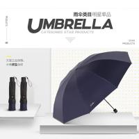 天堂伞30722E黑胶三折晴雨伞10骨（单位：把）藏青