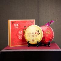 大益（TAETEA） 茶叶福禄双喜礼盒 生熟组合 饼茶 357克*2饼 (单位:盒)