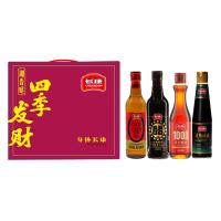 长康 调味品 湘香哒 四季发财礼盒 陈醋500ml 料酒500ml 纯芝麻油360ml 蒸鱼鼓油410ml (单位:盒)