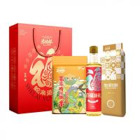 米妹妹（MIMEIMEI） 蛇来运转 米面油组合 998g(单位：盒) 真空包装 五常有机粥米500g+黄金玉米面条250g+压榨葵花籽油248ml