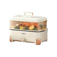 栢士德（BYSTON） BSD-H1205 电火锅 1200W 5L 可视锅盖 不粘涂层 上蒸下煮 食品级PP （单位：个）米白色