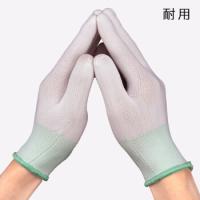 百舸 防滑防护手套 尼龙浸胶劳保手套 12双/M码 绿色（单位：双）