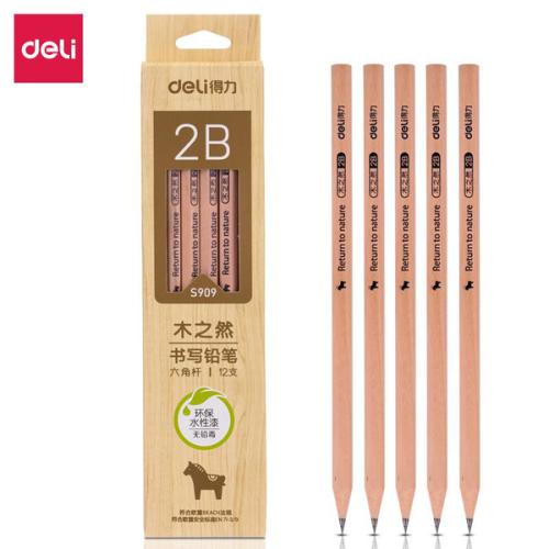 得力（deli） S909 2B铅笔 12支/盒（单位：盒）原木色