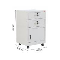 钱柜 文件柜储物铁皮柜 二斗一门带轮矮柜 700*440*390mm (单位:个) 白色