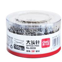 得力（deli） 0039 3#镀镍大头针 27mm 100g/筒(单位：筒)