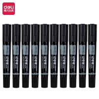 得力（deli） S555 记号笔 双头 136mm 10支/盒 （单位：盒) 黑色
